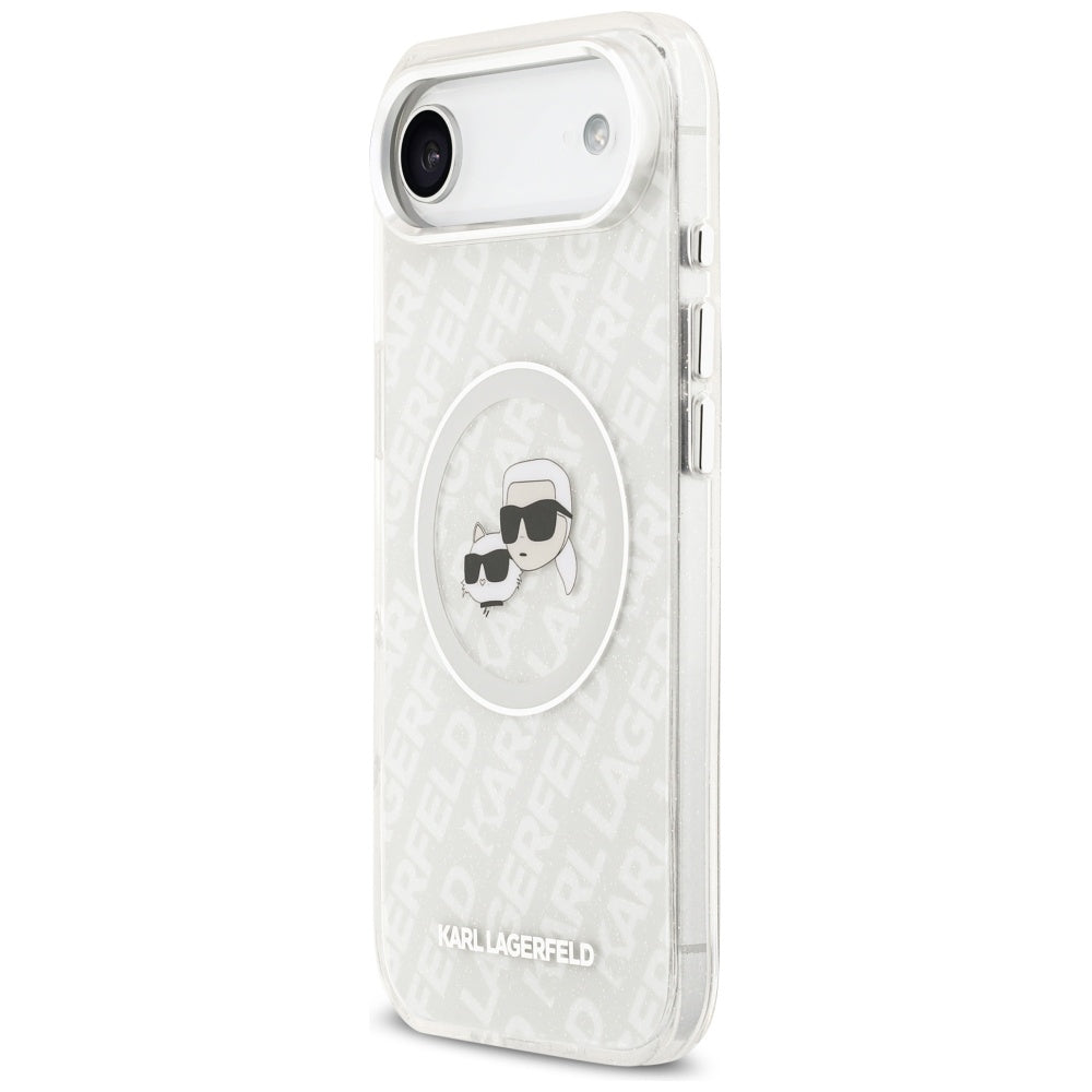 Husa MagSafe pentru Apple iPhone 17 Air, Karl Lagerfeld, IML Glitter Karl & Choupette`s Heads, Gri