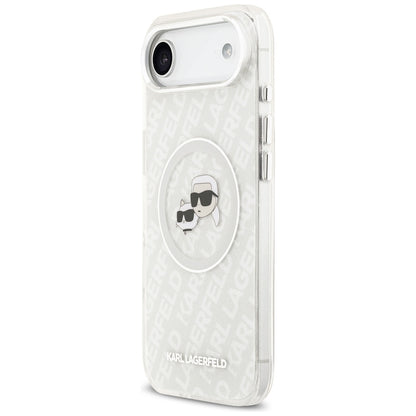 Husa MagSafe pentru Apple iPhone 17 Air, Karl Lagerfeld, IML Glitter Karl & Choupette`s Heads, Gri