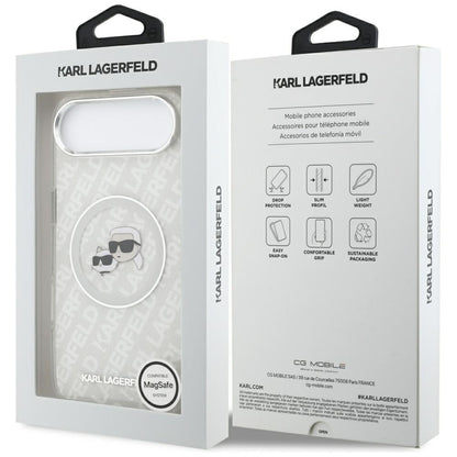 Husa MagSafe pentru Apple iPhone 17 Air, Karl Lagerfeld, IML Glitter Karl & Choupette`s Heads, Gri