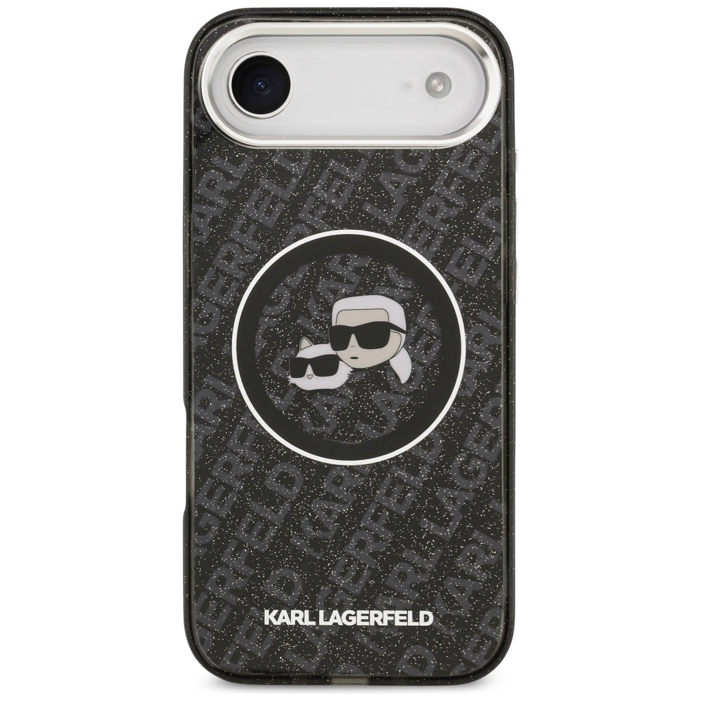Husa MagSafe pentru Apple iPhone 17 Air, Karl Lagerfeld, IML Glitter Karl & Choupette`s Heads, Neagra