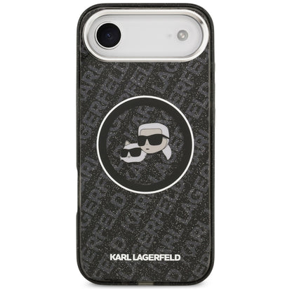 Husa MagSafe pentru Apple iPhone 17 Air, Karl Lagerfeld, IML Glitter Karl & Choupette`s Heads, Neagra