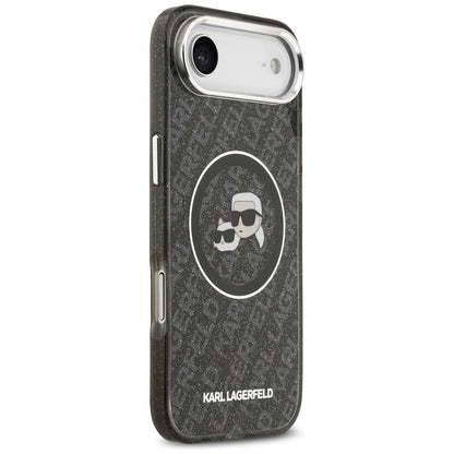 Husa MagSafe pentru Apple iPhone 17 Air, Karl Lagerfeld, IML Glitter Karl & Choupette`s Heads, Neagra