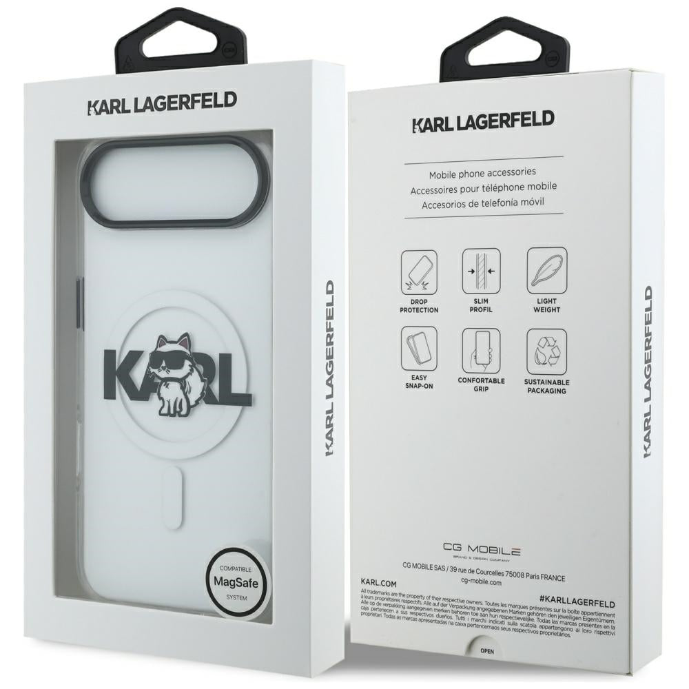 Husa MagSafe pentru Apple iPhone 17 Air, Karl Lagerfeld, IML Sketch Logo Choupette, Transparenta
