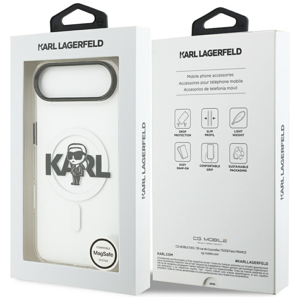 Husa MagSafe pentru Apple iPhone 17 Air, Karl Lagerfeld, IML Sketch Logo Karl, Transparenta