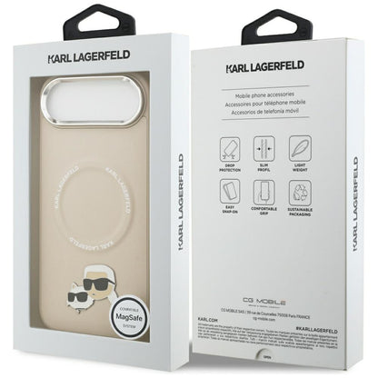 Husa MagSafe pentru Apple iPhone 17 Air, Karl Lagerfeld, Karl & Choupette Pins, Bej