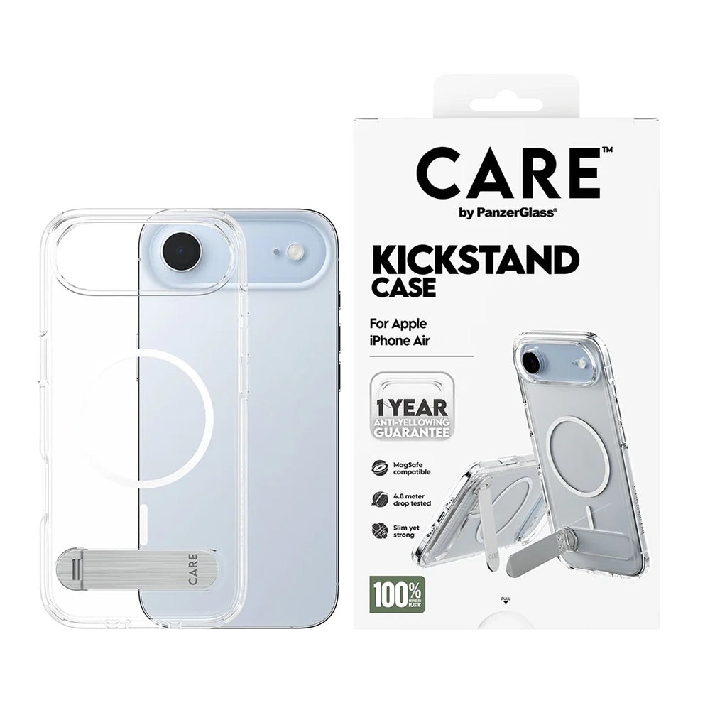 Husa MagSafe pentru Apple iPhone 17 Air, PanzerGlass, Care Feature Kickstand, Transparenta
