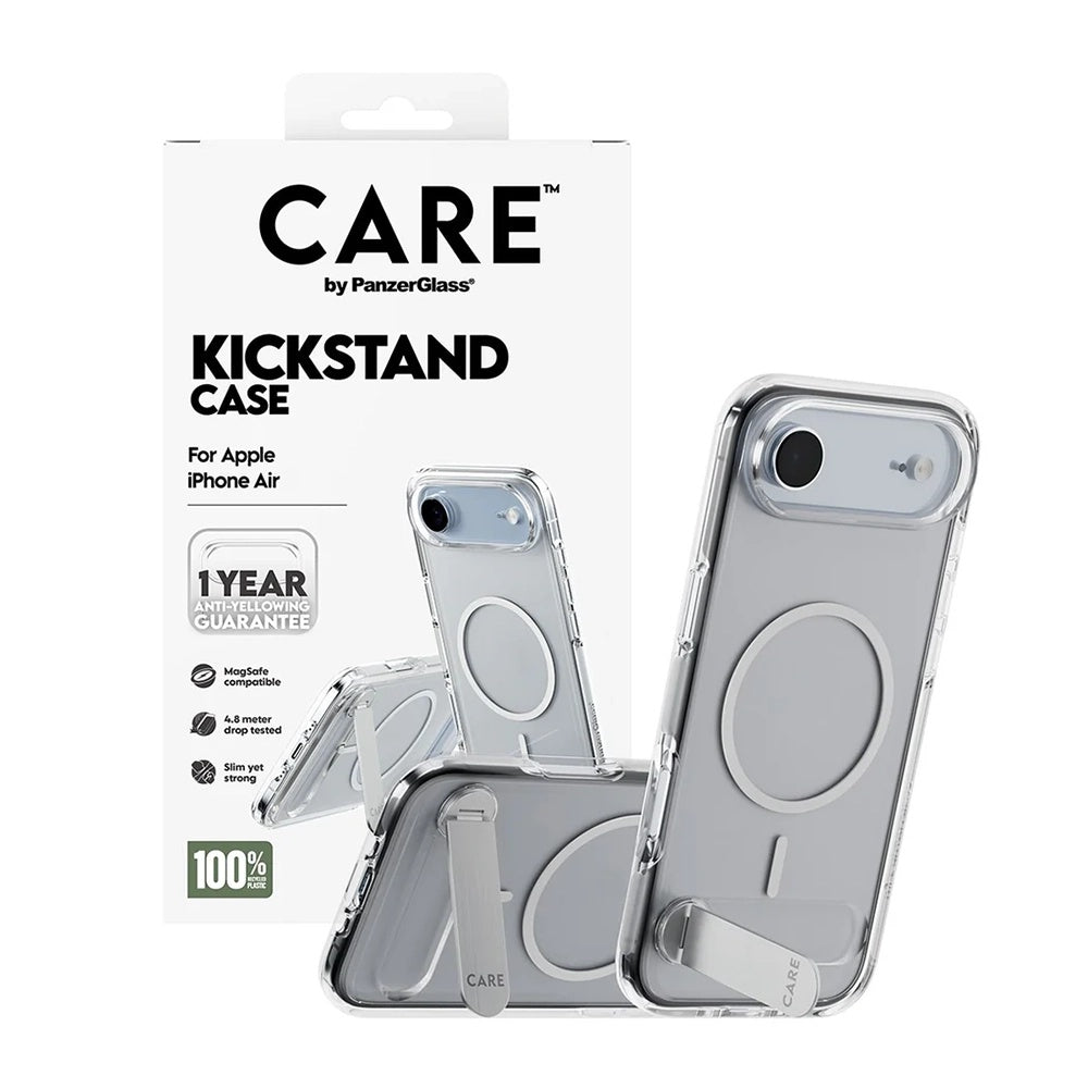 Husa MagSafe pentru Apple iPhone 17 Air, PanzerGlass, Care Feature Kickstand, Transparenta