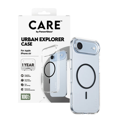 Husa MagSafe pentru Apple iPhone 17 Air, PanzerGlass, Care Urban Explorer, Transparenta Neagra