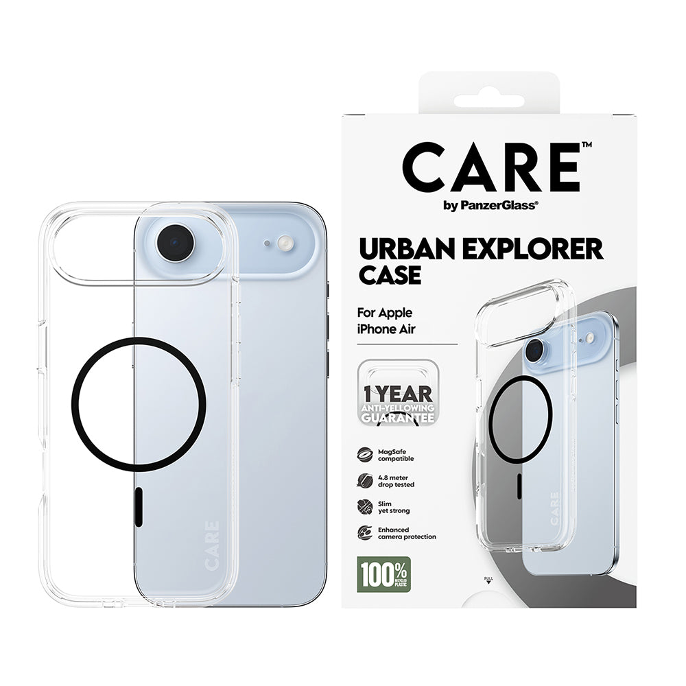 Husa MagSafe pentru Apple iPhone 17 Air, PanzerGlass, Care Urban Explorer, Transparenta Neagra