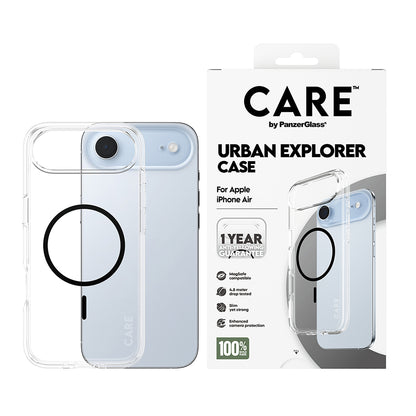 Husa MagSafe pentru Apple iPhone 17 Air, PanzerGlass, Care Urban Explorer, Transparenta Neagra