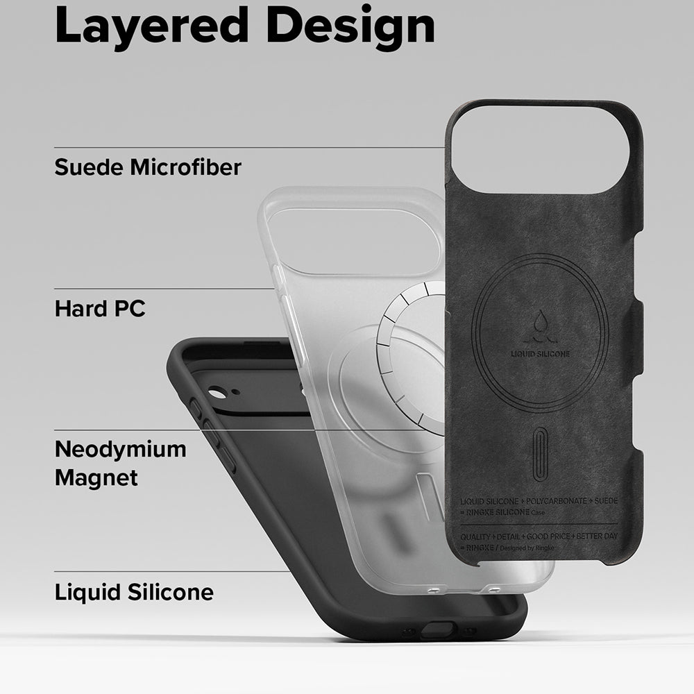 Husa MagSafe pentru Apple iPhone 17 Air, Ringke, Silicone, Neagra