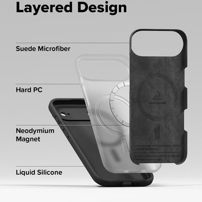 Husa MagSafe pentru Apple iPhone 17 Air, Ringke, Silicone, Neagra