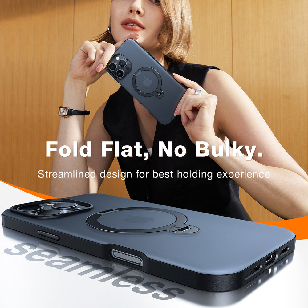 Husa MagSafe pentru Apple iPhone 17 Air, Torras, Ostand Spin, Transparenta