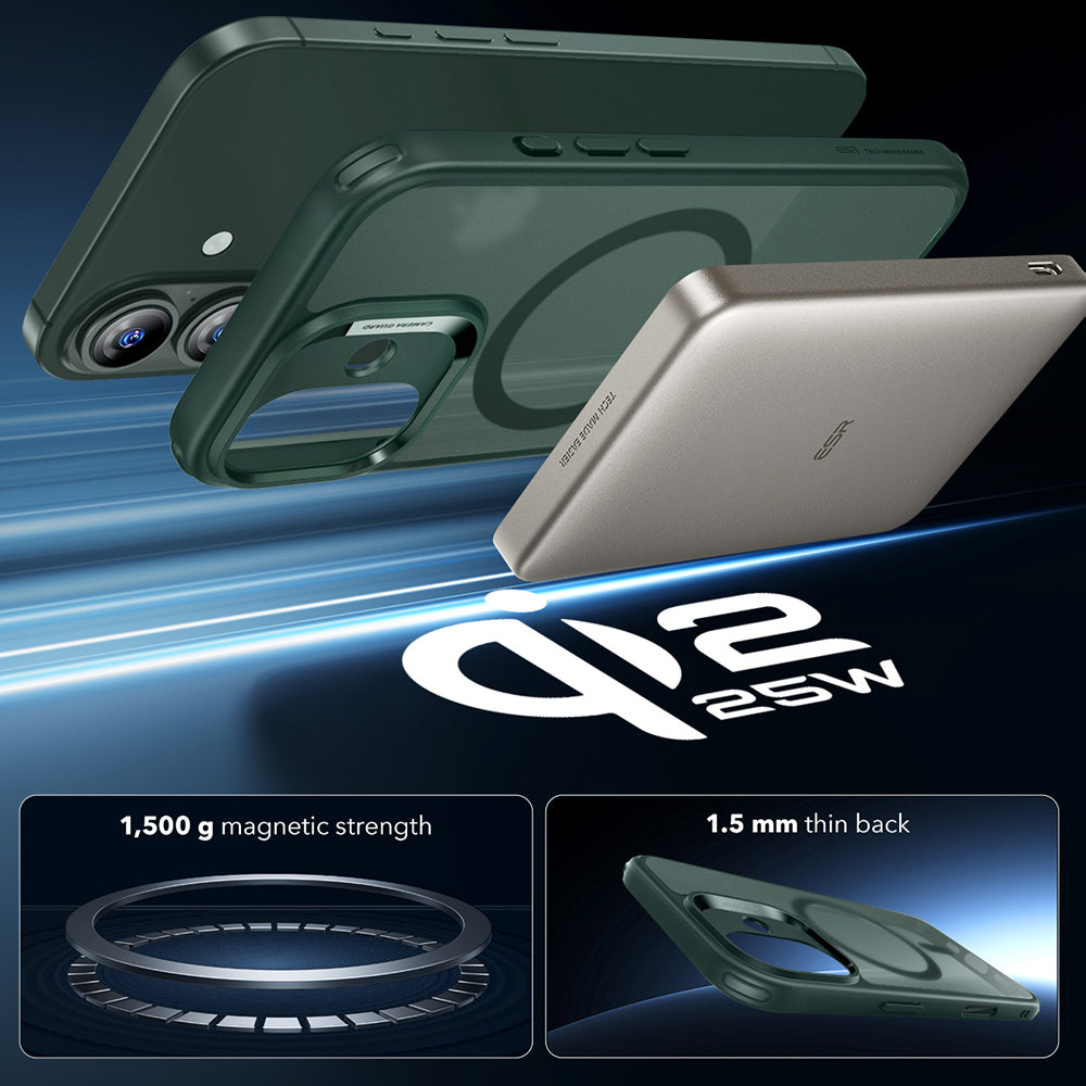 Husa MagSafe pentru Apple iPhone 17, ESR, Classic Hybrid, Verde Satinata