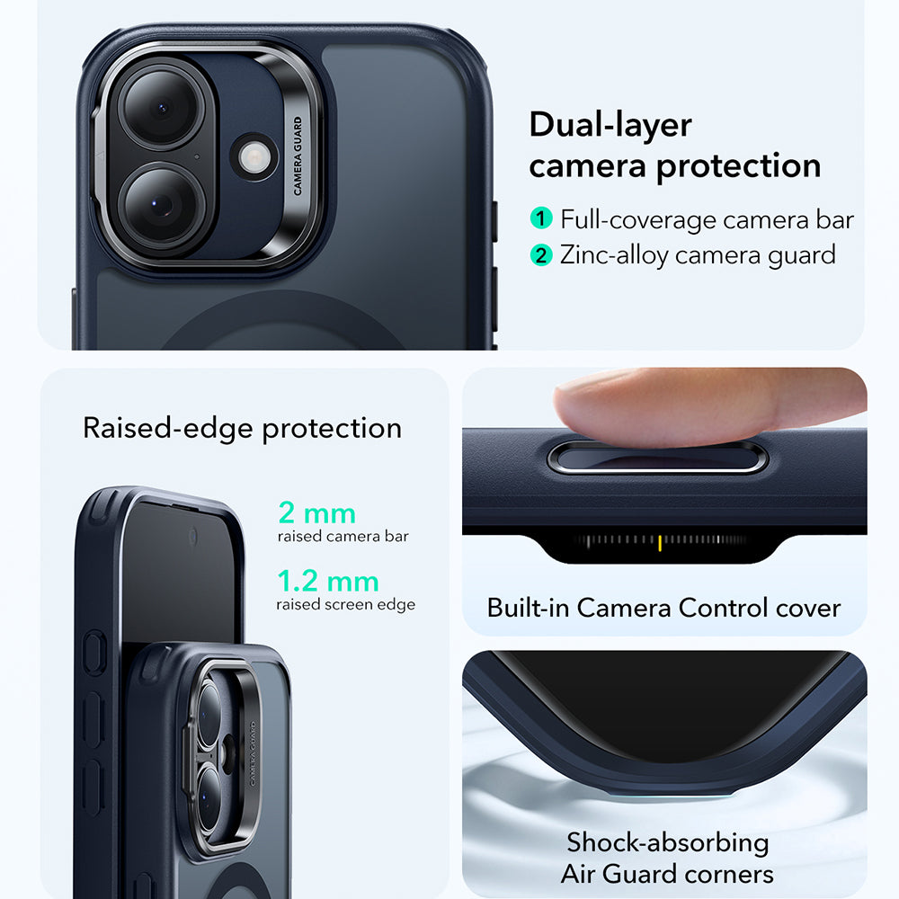 Husa MagSafe pentru Apple iPhone 17, ESR, Classic Hybrid Kickstand, Albastra Satinata