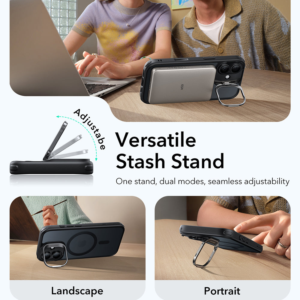 Husa MagSafe pentru Apple iPhone 17, ESR, Classic Hybrid Kickstand, Neagra Satinata