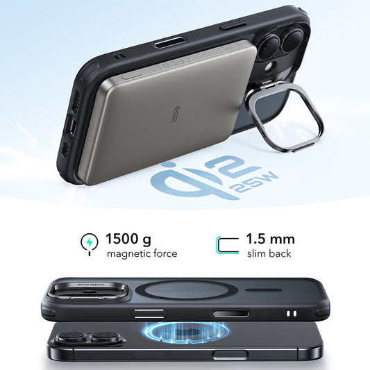 Husa MagSafe pentru Apple iPhone 17, ESR, Classic Hybrid Kickstand, Neagra Satinata