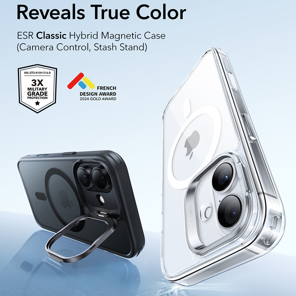 Husa MagSafe pentru Apple iPhone 17, ESR, Classic Hybrid Kickstand, Neagra Satinata