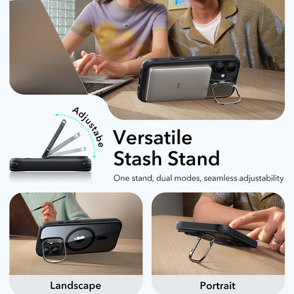 Husa MagSafe pentru Apple iPhone 17, ESR, Classic Hybrid Kickstand, Neagra Transparenta