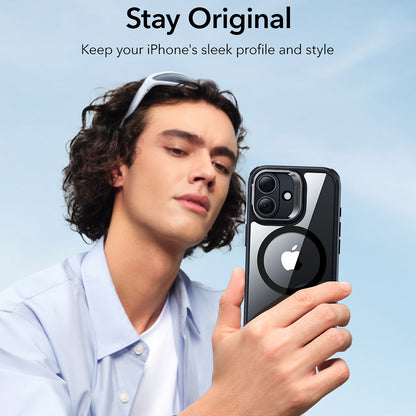 Husa MagSafe pentru Apple iPhone 17, ESR, Classic Hybrid Kickstand, Neagra Transparenta