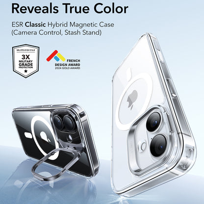 Husa MagSafe pentru Apple iPhone 17, ESR, Classic Hybrid Kickstand, Transparenta