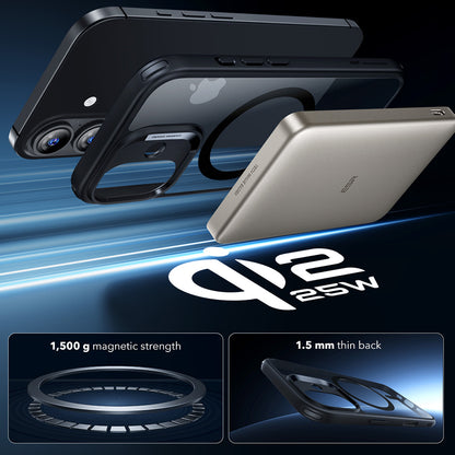 Husa MagSafe pentru Apple iPhone 17, ESR, Classic Hybrid, Neagra Transparenta