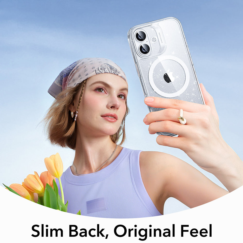 Husa MagSafe pentru Apple iPhone 17, ESR, Classic Hybrid Shimmer, Transparenta