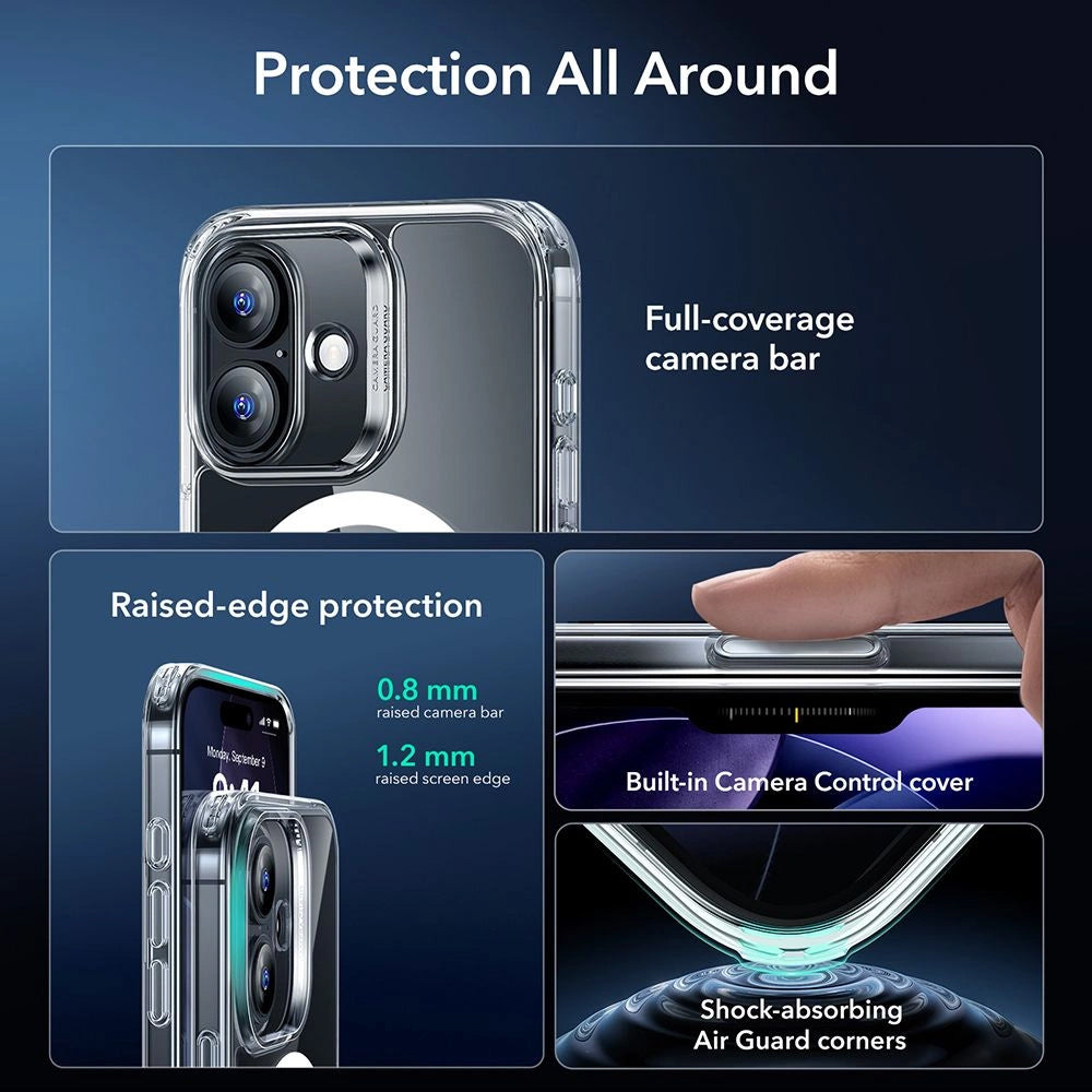 Husa MagSafe pentru Apple iPhone 17, ESR, Classic Hybrid with Screen Protector, Transparenta