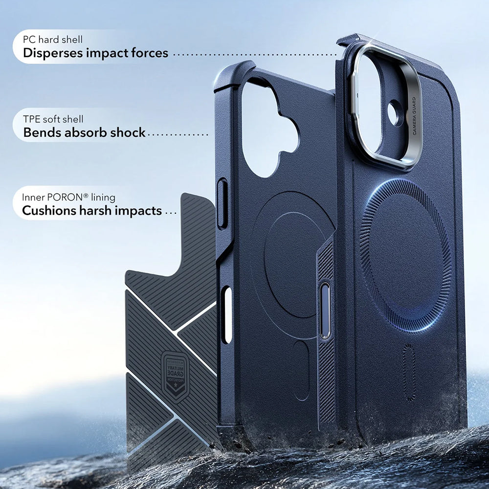 Husa MagSafe pentru Apple iPhone 17, ESR, Cyber Armor Kickstand, Albastra