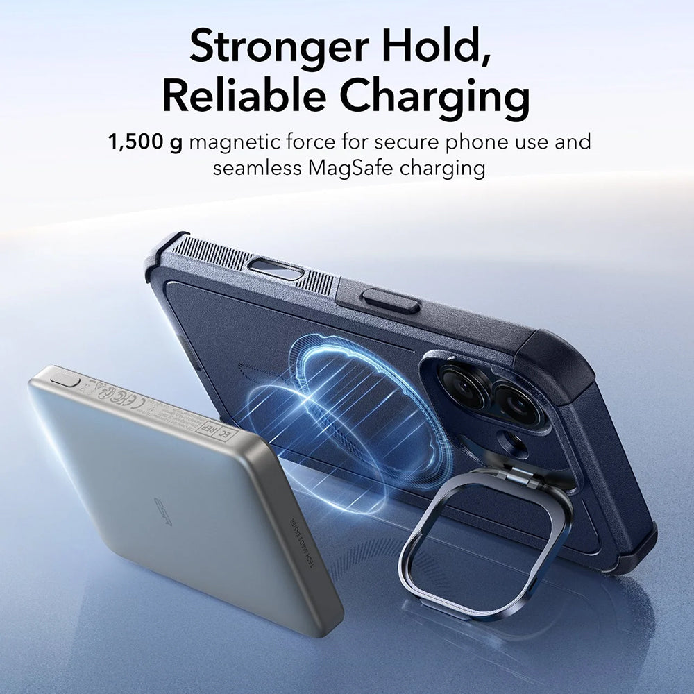 Husa MagSafe pentru Apple iPhone 17, ESR, Cyber Armor Kickstand, Albastra