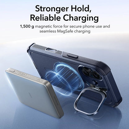 Husa MagSafe pentru Apple iPhone 17, ESR, Cyber Armor Kickstand, Albastra