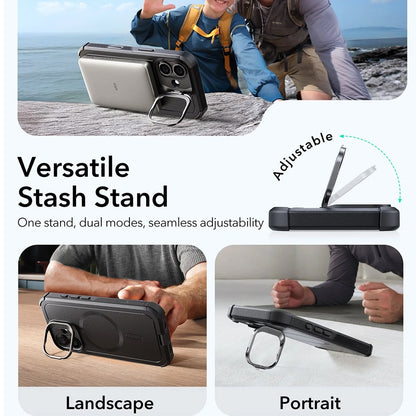 Husa MagSafe pentru Apple iPhone 17, ESR, Cyber Armor Kickstand, Neagra