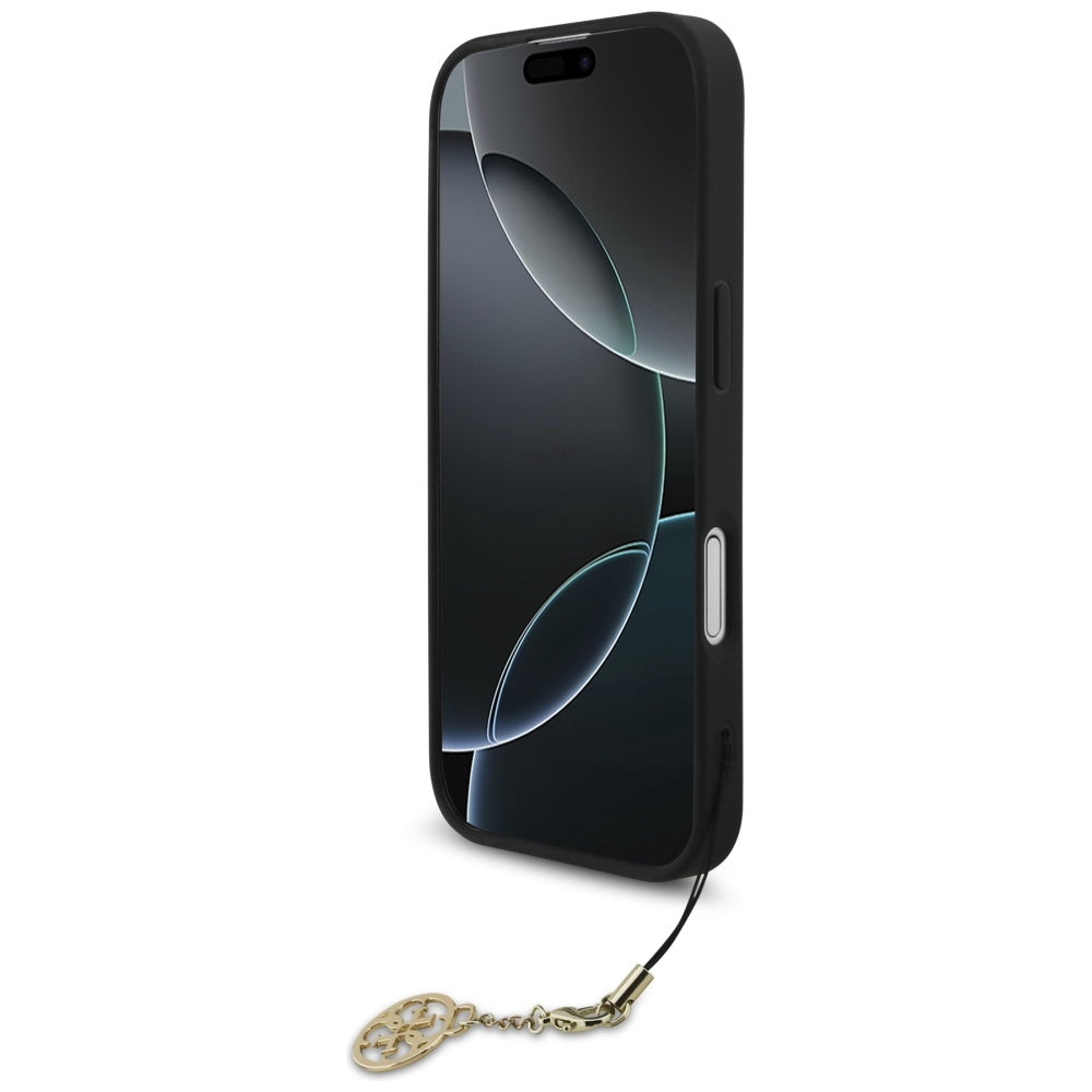 Husa MagSafe pentru Apple iPhone 17, Guess, 4G Charm Cradle, Neagra