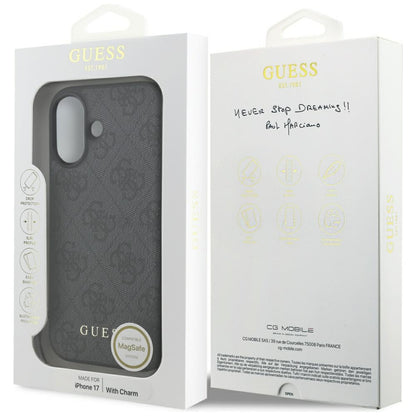 Husa MagSafe pentru Apple iPhone 17, Guess, 4G Charm Cradle, Neagra