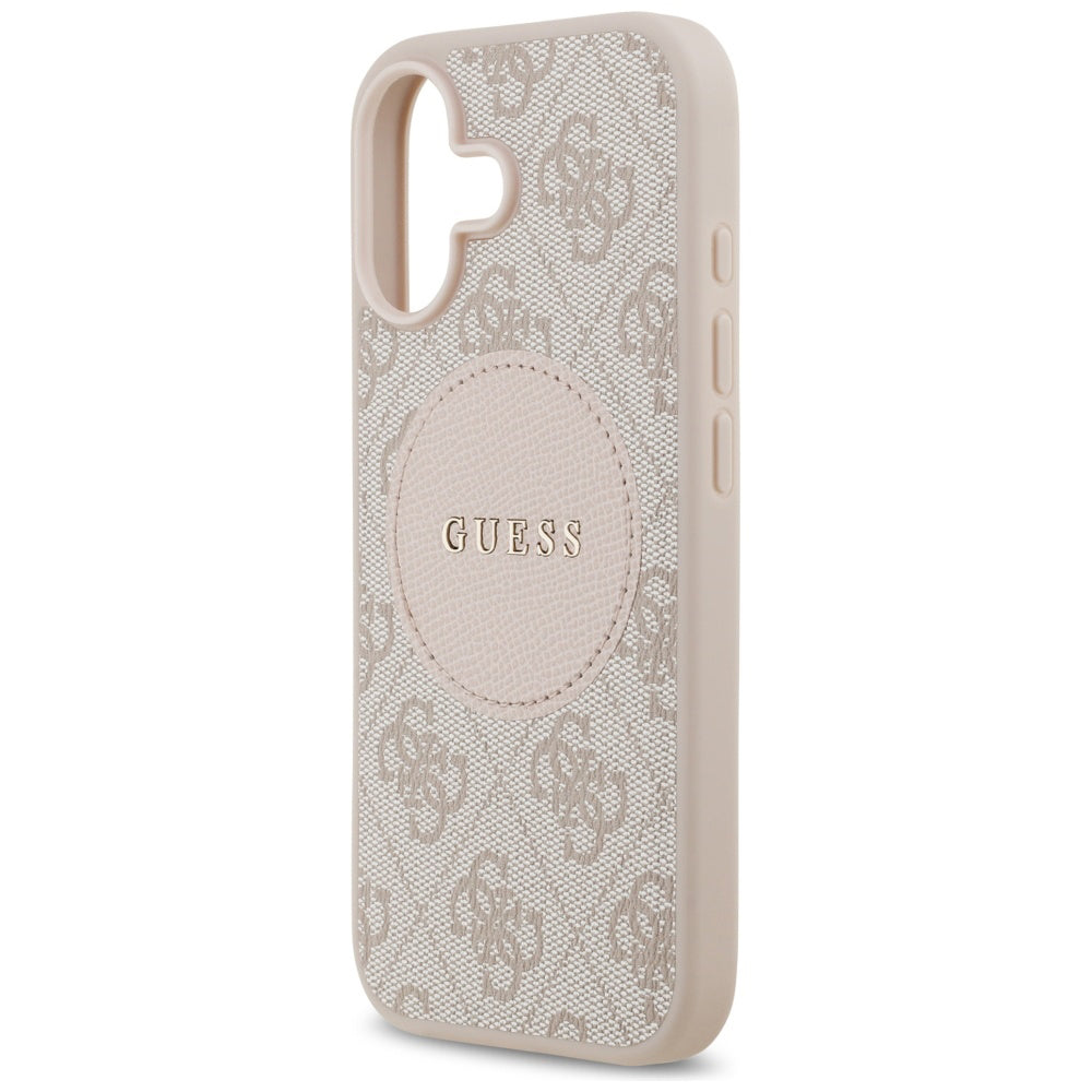Husa MagSafe pentru Apple iPhone 17, Guess, 4G Circle Classic Logo, Roz