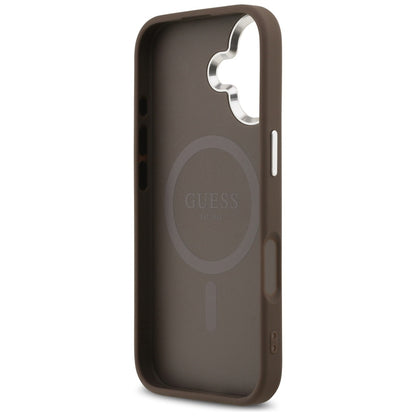 Husa MagSafe pentru Apple iPhone 17, Guess, 4G Classic Logo, Maro