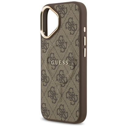 Husa MagSafe pentru Apple iPhone 17, Guess, 4G Classic, Maro