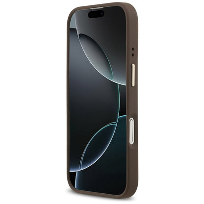 Husa MagSafe pentru Apple iPhone 17, Guess, 4G Classic, Maro