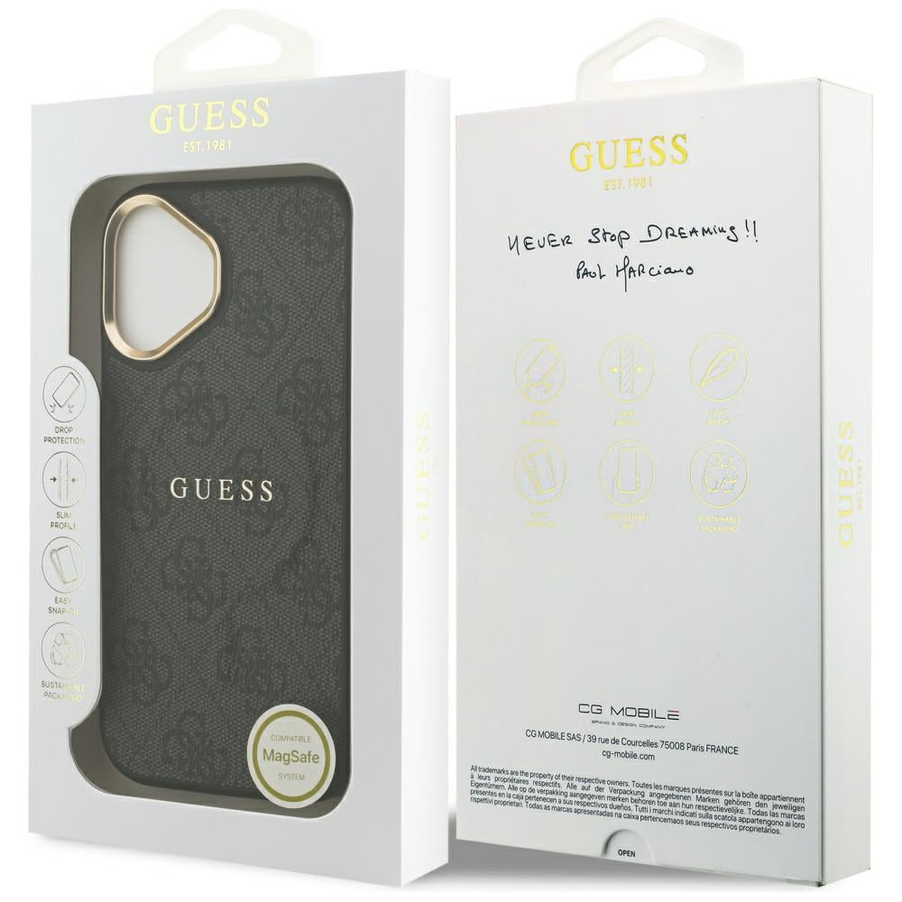 Husa MagSafe pentru Apple iPhone 17, Guess, 4G Classic, Neagra