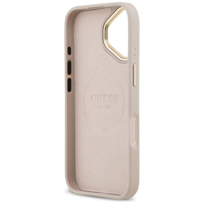Husa MagSafe pentru Apple iPhone 17, Guess, 4G Logo Plate, Roz