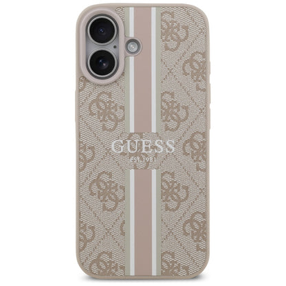 Husa MagSafe pentru Apple iPhone 17, Guess, 4G Printed Stripes, Roz