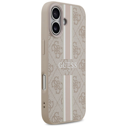 Husa MagSafe pentru Apple iPhone 17, Guess, 4G Printed Stripes, Roz