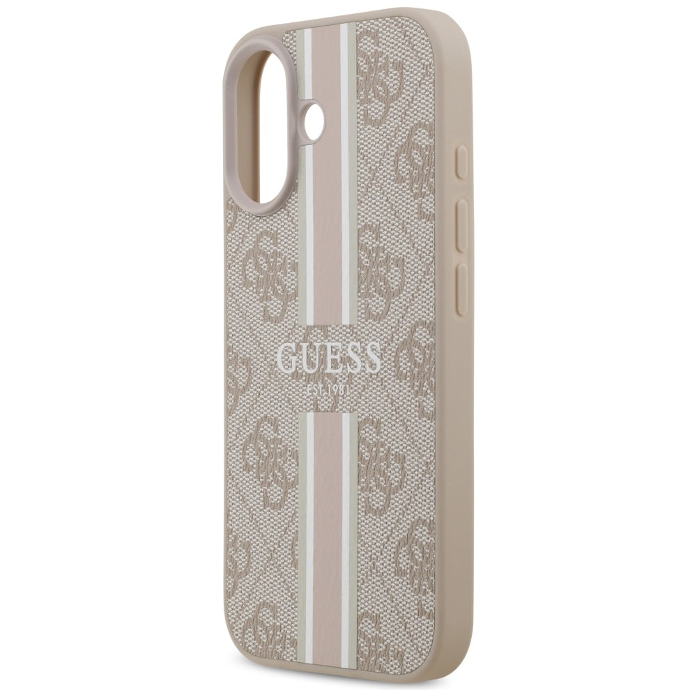 Husa MagSafe pentru Apple iPhone 17, Guess, 4G Printed Stripes, Roz