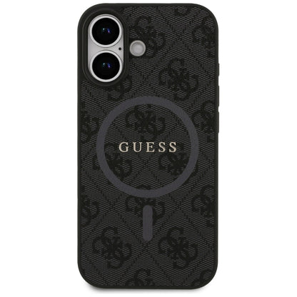 Husa MagSafe pentru Apple iPhone 17, Guess, 4G Ring Classic Logo, Neagra