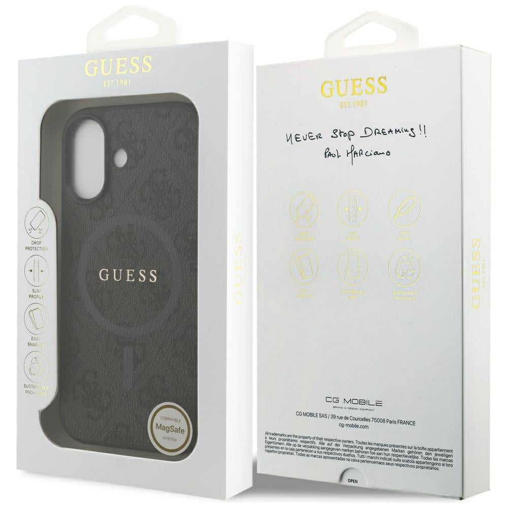 Husa MagSafe pentru Apple iPhone 17, Guess, 4G Ring Classic Logo, Neagra