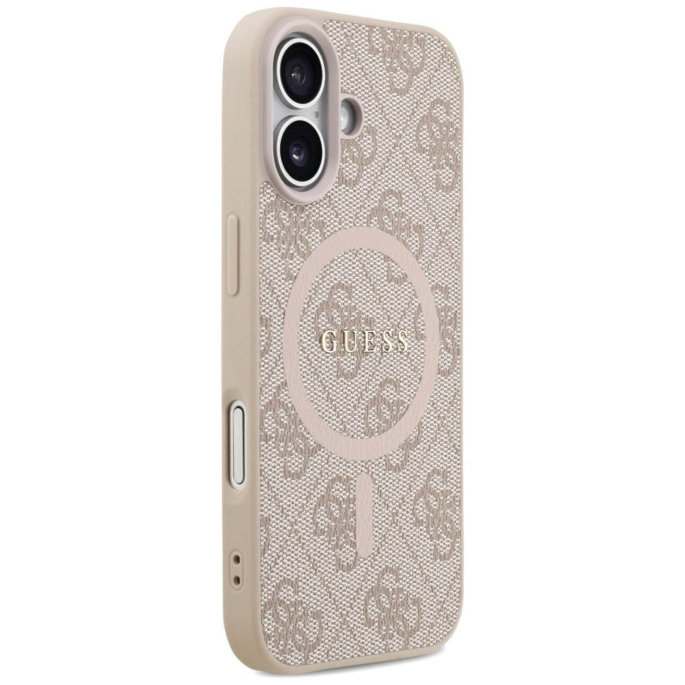 Husa MagSafe pentru Apple iPhone 17, Guess, 4G Ring Classic Logo, Roz