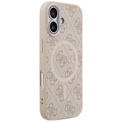 Husa MagSafe pentru Apple iPhone 17, Guess, 4G Ring Classic Logo, Roz