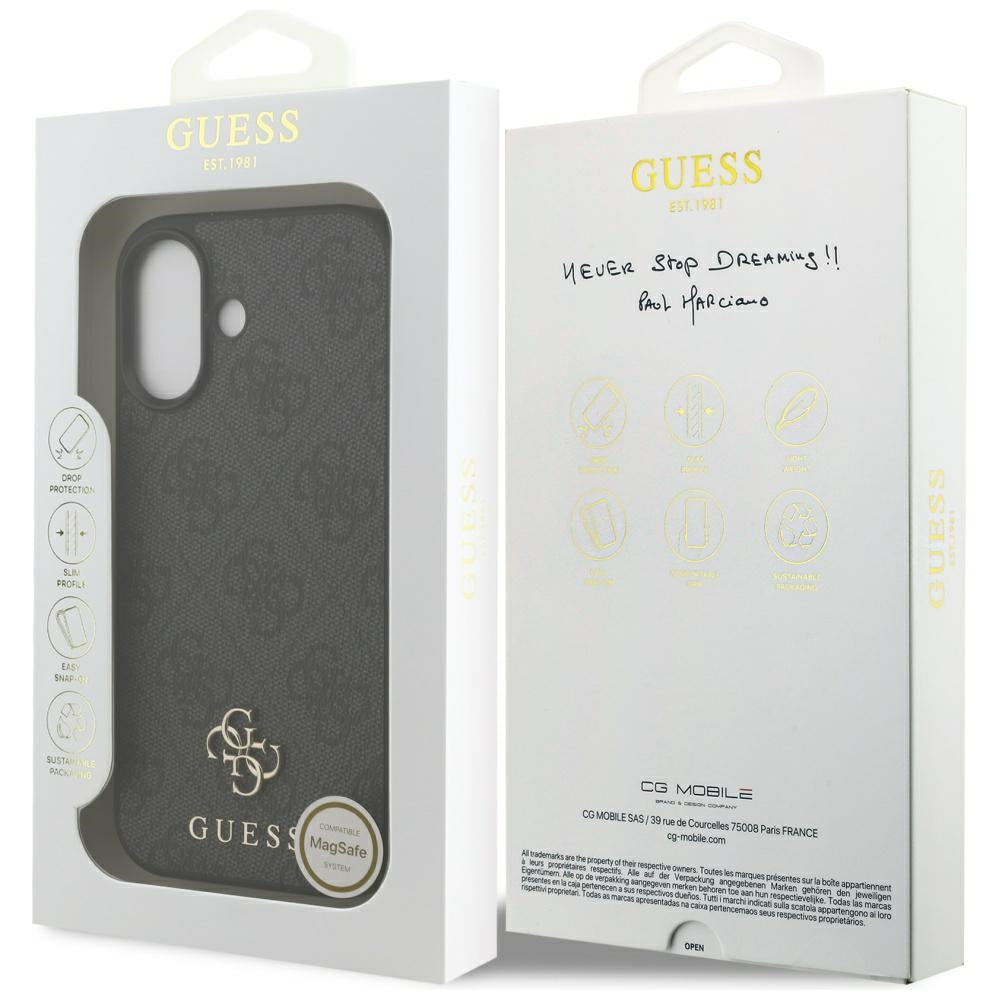 Husa MagSafe pentru Apple iPhone 17, Guess, 4G Small and Classic Logo, Neagra