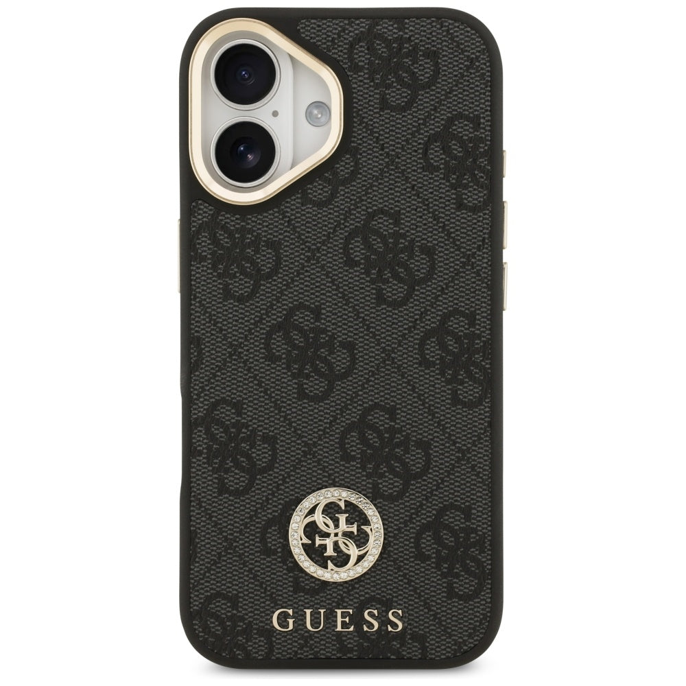 Husa MagSafe pentru Apple iPhone 17, Guess, 4G Strass Logo, Neagra