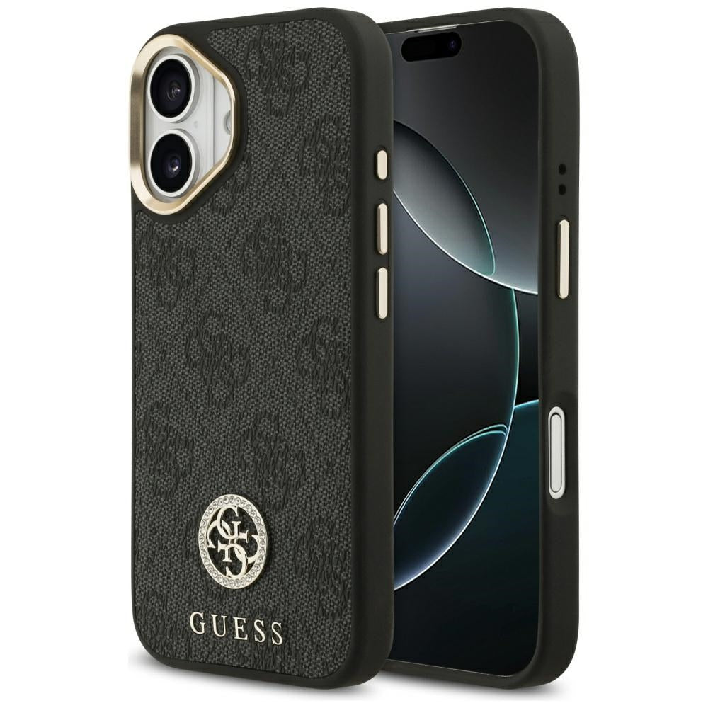 Husa MagSafe pentru Apple iPhone 17, Guess, 4G Strass Logo, Neagra